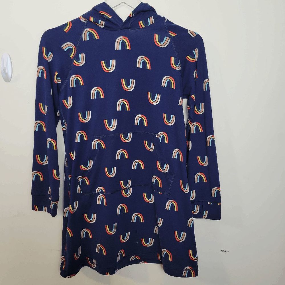 Hanna Andersson Rainbow Girls Dress Hooded Blue Size 10